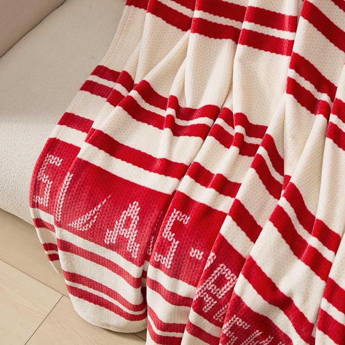 Nautica - Queen Soft Blanket, Lightweight, Cozy & Plush Striped Bedding