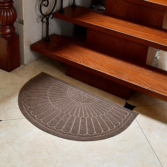 Morning View Entryway Rug Half Round Door Mat Entrance Half Circle Rugs Front Doormats Indoor Half Round Welcome Mats Outdoor Half Moon Rug Set of 2 (Brown)