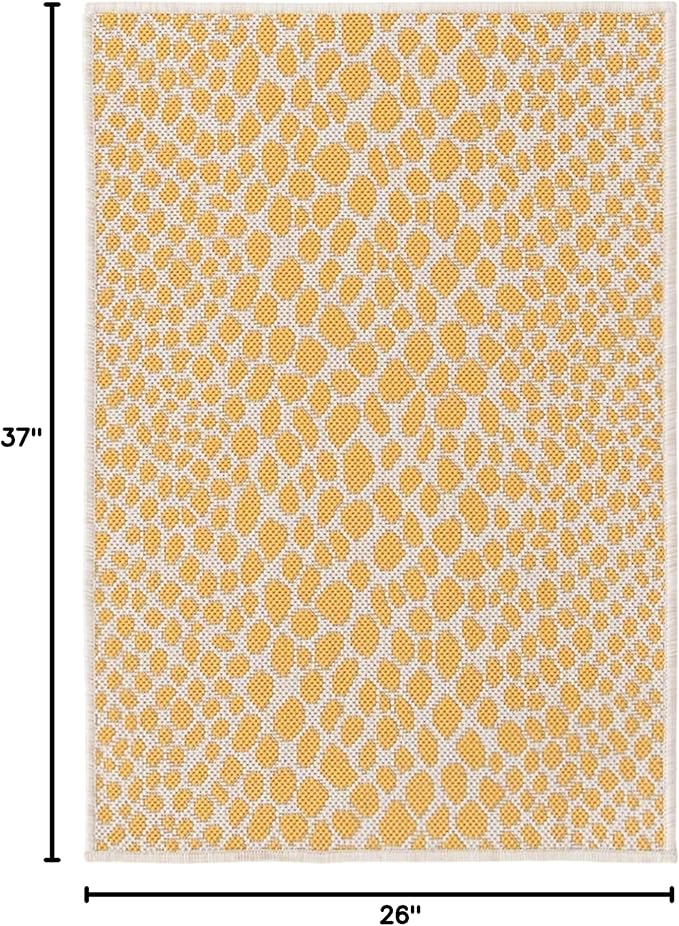 Unique Loom Outdoor Collection Area Rug - Cape Town (2' 2' x 3' 1' Rectangle, Yellow Ivory/ Ivory)
