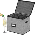 Quilted Champagne Flute Storage Box, China Storage Containers | Stemware Storage Box Hard Shell,Stackable Champagne Glass Container, Crystal Glassware, Drinkware Case for Moving Transport