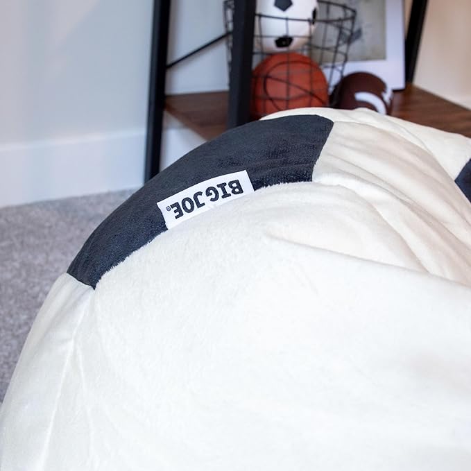 Big Joe Sports Ball Child-Sized Bean Bag Chair for Kids, Soccer Ball Plush, Ultra-Soft Lightweight Polyester Blend, 2.5 Foot Refillable