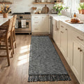 Collive 2' x 6' Kitchen Runner Rug, Modern Farmhouse Washable Bathroom Mat, Boho Hand-Woven Hallway Runner Rugs Black Reversible Bedroom Carpet for Laundry Entryway Home Decor