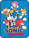 Silver Buffalo Sonic the Hedgehog Flannel Fleece Throw Blanket, 45"x60" | blue speed hero, checkerboard logo pattern, gaming inspired design, soft 185gsm textile fabric