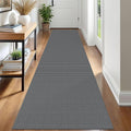 IOHOUZE Washable Runner Rug 2.6x12 Non Slip Rubber Backed Extra Long Hallway Runner Entryway Runner Indoor, Kitchen Rugs Woven Cotton Floor Carpet for Hall Entrance, Dark Grey