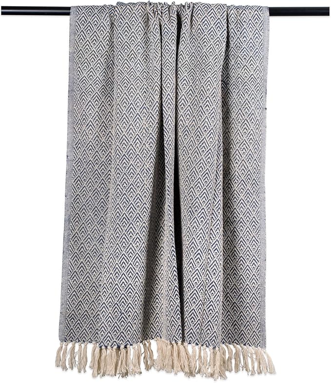 DII Diamond Throw Collection Cotton Woven, 50x60, Nautical Blue