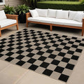 Rugalia Easy Jute Black Checkered 5x7 Area Rug, Washable Modern Rugs for Living Room Non-Slip Checkerboard Bedroom Rug, Farmhouse Indoor Outdoor Carpet for Patio Dining Room Classroom