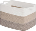 Goodpick 50L Large Woven Blanket Basket, 18" x 14" x 12", Gradient Brown | Decorative Storage Basket for Blankets, Pillows & Toys Storage, Living Room & Bedroom Organization, Stylish Home Decor