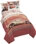 Jay Franco Kids Comforter Set Includes Sheets and Pillow Covers - Soft and Cozy Bed Set for Stylish Room Decor, Official Licensed Bedding, Red - Cars, 7 Piece Full