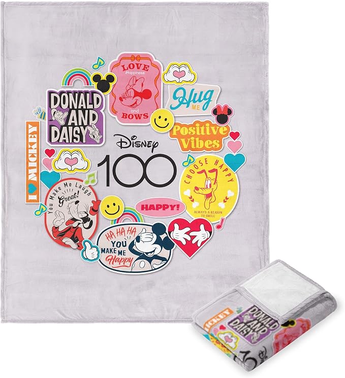 Northwest Disney 100 Silk Touch Throw Blanket, 50" x 60", Positive Vibes