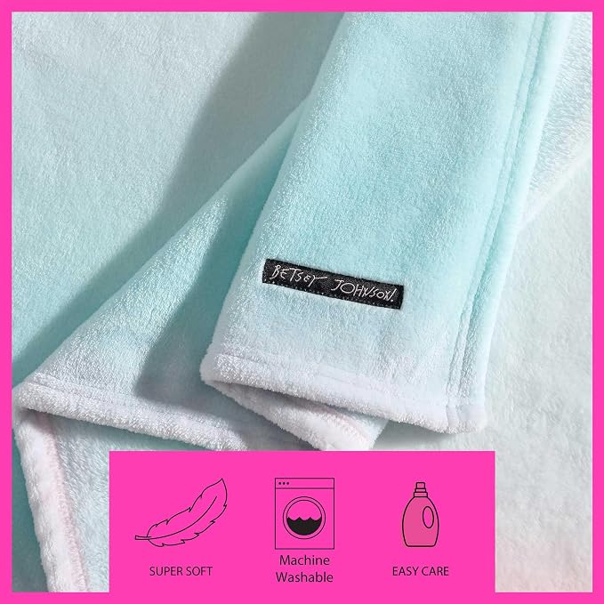 Betsey Johnson - Blanket, Buttery-Soft Throw Blanket for Couch or Bed, Boldly Plush & Oversized Bedding (Ombre Blue, 50" x 70")