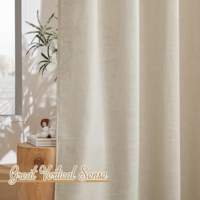 NICETOWN Linen Curtains Taupe 63 inch Long - Image 5