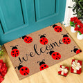 Ceenna Summer Ladybug Welcome Doormat Outdoor Ladybug Coir Rug with Non Slip Backing Summer Doormat Front Porch Rugs for Home Entrance Anniversary, 16 x 28 Inches