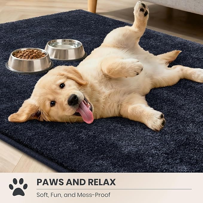 PURRUGS Dirt Trapping Door Mat 31.5" x 47", Non-Slip Machine Washable Entryway Rug, Dog Doormat, Indoor Front Door Mat, Super Absorbent Entry Rug for Muddy Shoes & Paws, Navy Blue
