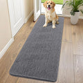 Smiry Dog Door Mat for Muddy Paws 70x24, Absorbent Dirt Trapper, Non-Slip Washable Chenille Entryway Rug for Inside Floor, Dark Grey, Classic Solid