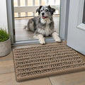 Smiry Dog Door Mat for Muddy Paws 24x16, Absorbent Dirt Trapper, Non-Slip Washable Chenille Entryway Rug for Inside Floor, Camel, Layered Pattern