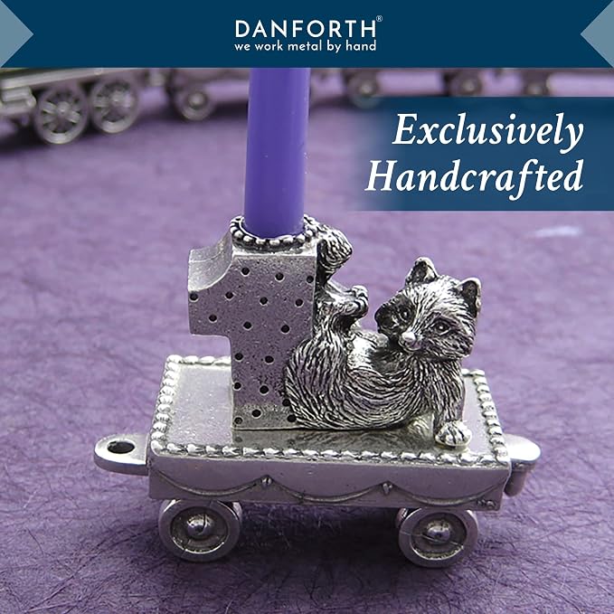 DANFORTH – Birthday Train (7- Fawn) – Candleholder, Handcasted Pewter Birthday Party Decorations – Made in USA
