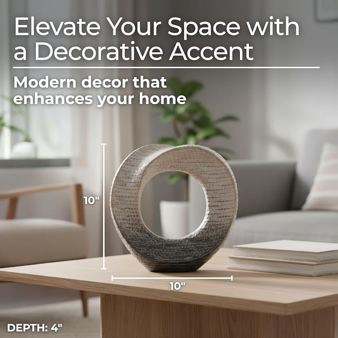 Decorative Sculpture Table Top – Modern Coffee Table Decor, Ceramic & Stoneware Accent Piece for Coffee Tables, Shelves & Living Rooms – Elegant Home Decor, Indoor/Outdoor – 10", Ivory