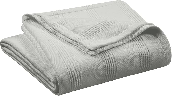 Vellux 100% Cotton Blanket, King, 108x90, Grey | Soft, Breathable Knit, Lightweight, All Season, Machine Washable, Oeko-Tex Certified, Hotel Quality