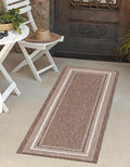 Unique Loom Outdoor Border Collection Area Rug - Soft Border (2' 7" x 10' Runner Brown/Ivory)