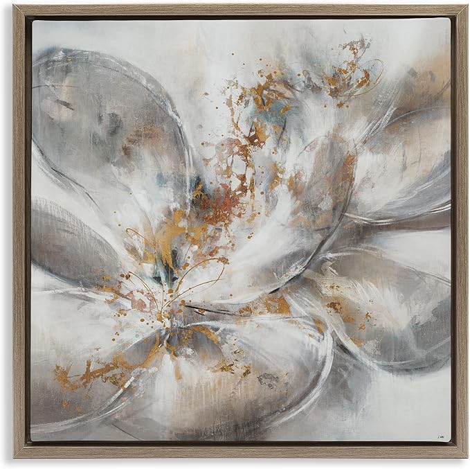 'Abstract Flower Bloom Painting'| Floating Frame Canvas Art | Stupell Industries | Brown, 18 x 18 Inches, Easy to Hang and Sturdy, Made in USA, by K. Nari