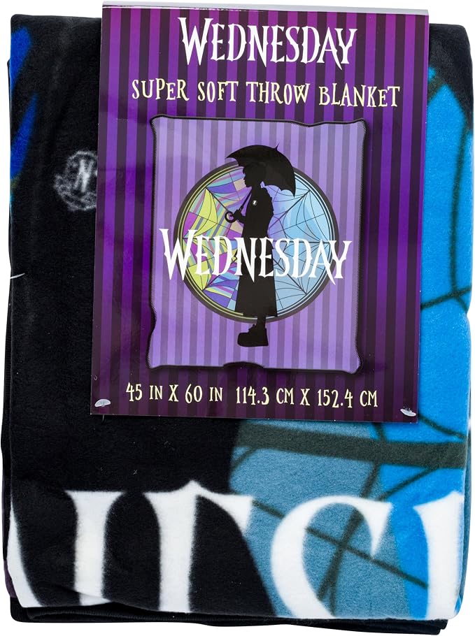 Silver Buffalo Wednesday Addams Family, Fleece Throw Blanket, 45x60in | Silhouette, Soft and Cozy, 180 GSM