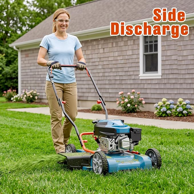 SENIX Gas Lawn Mower, 18" 144 cc Push Mower | Light-weight Design Push Mower,Ergonomically Designed Handle, 4-Cycle Engine, 3 Levels Height Adjustment for 1/4 Acre Yard