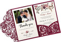 DORIS HOME 50Pcs Personalized Laser Cut Wedding Invitations, Burgundy | 4.7"x7.1", Customized Anniversary Invitations, With Envelopes