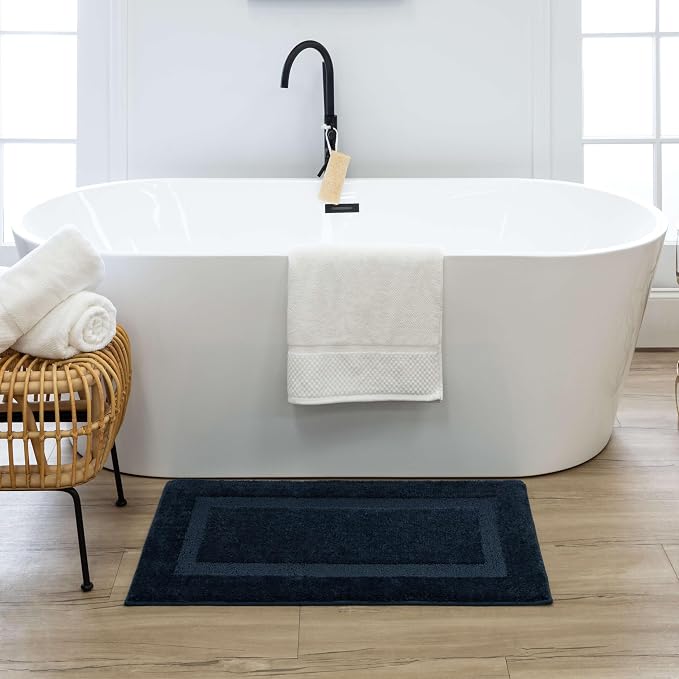 Mohawk Home Prestige Casual Solid Navy Blue 1' 8" X 2' 10" Bath Mat Perfect for Bathroom