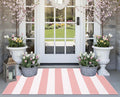 Front Door Mat 24"x51",Pink and White Striped Layered Doormat Cotton Woven Washable Indoor Outdoor Porch Rug Farmhouse Small Area Rug for Porch/Entryway/Home Entrance Decor