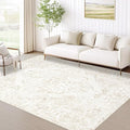 5x7 Area Rugs for Living Room: Washable Rug Vintage Large Rugs Soft Non Slip Low Pile Rug Floral Distressed Floor Carpet for Bedroom Kitchen Nursery Dining Room Home Office (Beige, 5'x7')