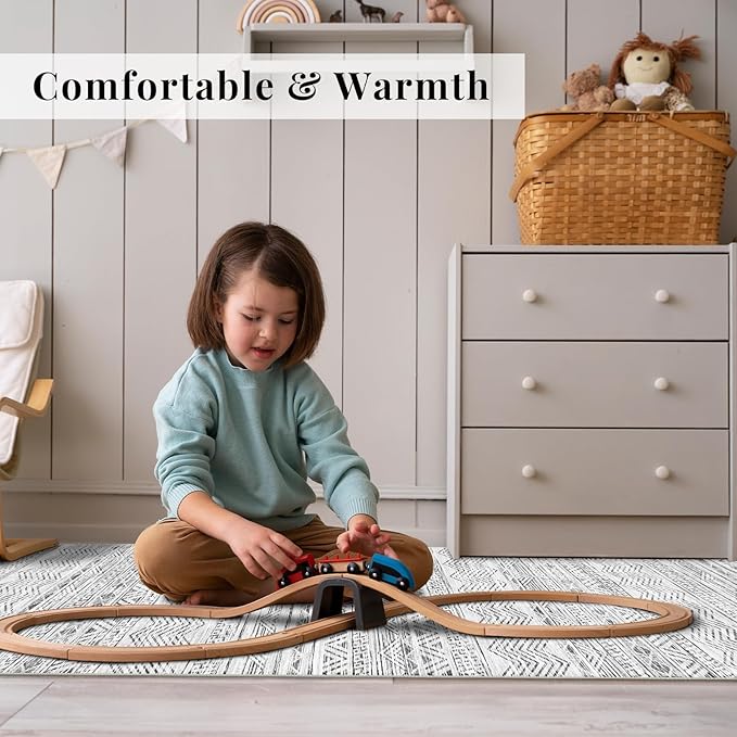 3x7 Washable Hallway Runner Rug - Moroccan Non-Slip Indoor Table Long Runners for Entryway Soft Low-Pile Neutral Rugs for Kitchen Waterproof Geometric Carpet for Bedroom Bathroom Laundry 3x7 Grey