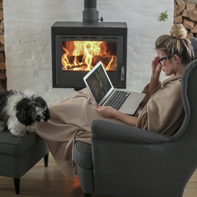 Bedford Home Faux Cashmere Acrylic Oversized Throw Blanket - Luxuriously Soft Acrylic Faux Cashmere-Feel Plaid Throw, Breathable with Stylish Vintage Design (Spice Plaid)