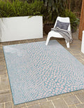 Unique Loom Jill Zarin Jill Zarin Outdoor Collection Area Rug - Cape Town (5' 3" x 8' Rectangle, Pink and Aqua/Light Blue)