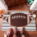 Moucuny 2 Pcs Football Coir Doormat Outdoor 16'' x 28'' Rugby Ball Welcome Outdoor Mats Layered 24'' x 35'' Black White Striped Rugs for Front Door Porch Entryway Decor for Game Day, Home Gym