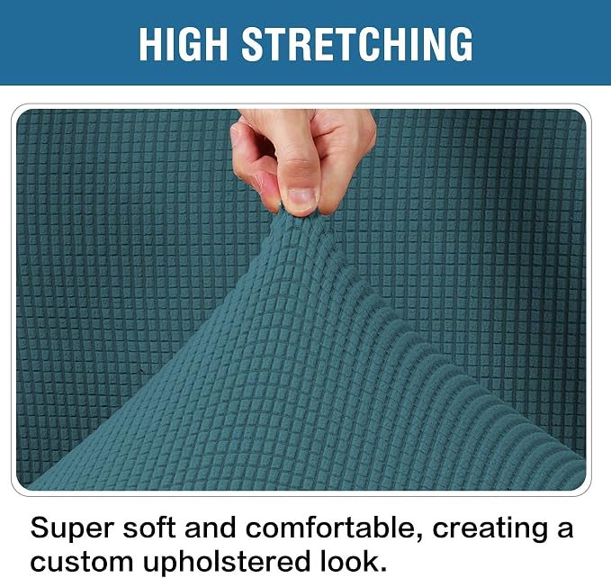 H.VERSAILTEX Ottoman and Sofa Seat Cushion Combined Cover Slipcover Rectangle Sofa Slipcover Fit Length 56'-75' Suitable for L Shaped Seat Cushion Cover or Chaise Part Cover Stretch Thick - Deep Teal