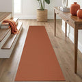 IOHOUZE Washable Runner Rug 2x8 Non Slip Rubber Backed Hallway Runner Entryway Runner Indoor, Kitchen Rugs Woven Cotton Floor Carpet for Kitchen Hall Entrance Bedroom, Burnt Orange/Tan