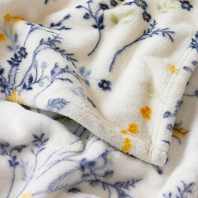 Lucky Brand Wildflower Yellow Floral 50"x70" Cozy Plush Blanket - Premium Microfiber Throw for Luxurious Comfort and Style
