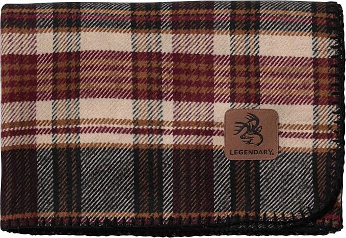 Legendary Whitetails Wool Throw Blanket, 57 X 90 Inches, Cabin Decor | Cedarwood Plaid, Red Green, Check, Warm and Cozy, Afgan, Comforter Bedding