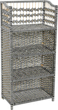 Household Essentials Woven Accent Shelf Black and White Paper Rattan