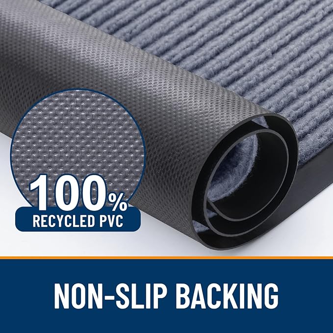 OLANLY Front Door Mat Indoor Outdoor Entrance, 2-Pack 59 x 34 Inch, Waterproof Heavy Duty Doormat, Fade Resistant, Low Profile, Easy Clean Patio Porch Welcome Floor Mats for Entry, Ash Grey