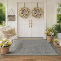 Collive 3' x 5' Indoor Outdoor Rug, Modern Farmhouse Entryway Rug Boho Porch Rugs, Grey Hand-Woven Washable Kitchen Mats Braided Front Door Mat for Patio Bedside Nursery Decor