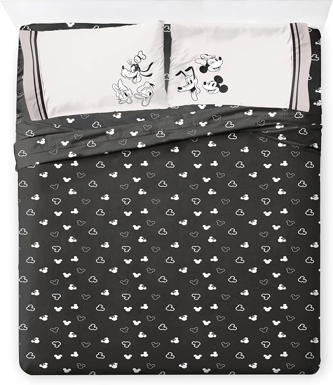 Disney Mickey Mouse and Friends King Comforter Set 7 Piece Bedding, Beige | Minnie Donald Goofy, Bed in a Bag, Comforter Sheets Shams Pillowcases, Official Product, Soft Microfiber, Machine Washable