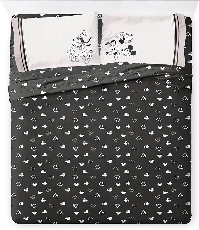 Disney Mickey Mouse and Friends Queen Comforter Set 7 Piece Bedding, Beige | Minnie Donald Goofy, Bed in a Bag, Comforter Sheets Shams Pillowcases, Official Product, Soft Microfiber, Machine Washable