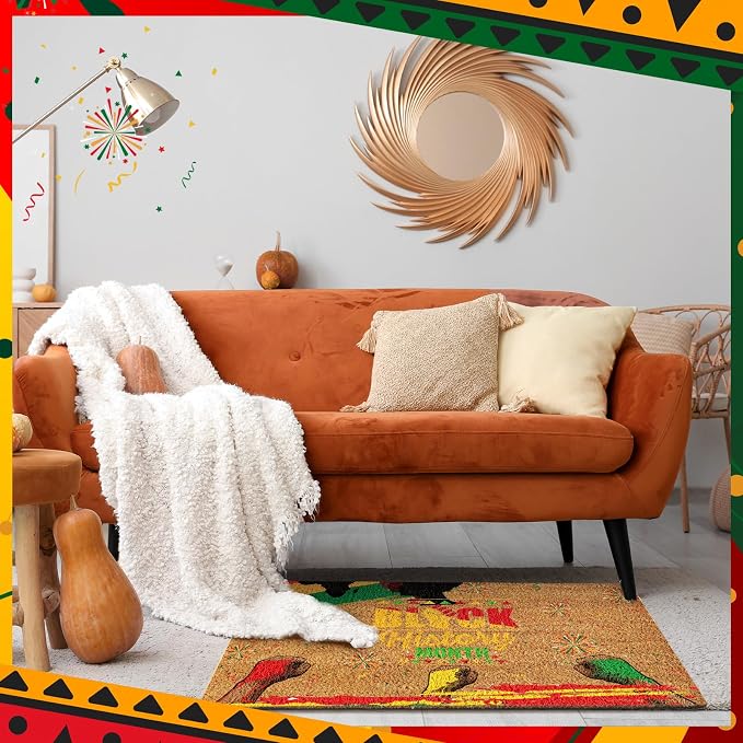 Ceenna Juneteenth Coir Doormat African American Non Slip Welcome Door Mat 16" x 27.5", Juneteenth Holiday Black Pride Rug Decorative Front Door Mat for Porch Indoor Outdoor Decor Gifts