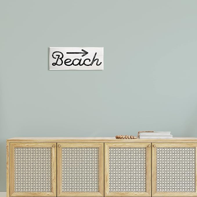 'Weathered Beach Direction Sign Rustic Arrow'| Wall Plaque Art | Stupell Industries | 17 x 7 Inches, Easy to Hang and Sturdy, Made in USA, by Lil' Rue
