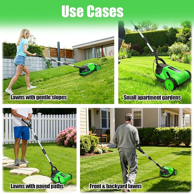 Small Electric Lawn Mower, Mini Cordless Lawn Mower with 2x4.0Ah Batteries | Lightweight Lawn Mower with Brushless Motor, 3 Cutting Heights, Ideal for Small Lawns, Tight Spaces, Patios & Lawn Care