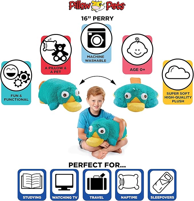 My Pillow Pets Authentic Disney Perry Folding Plush Pillow, 18-Inch, Large