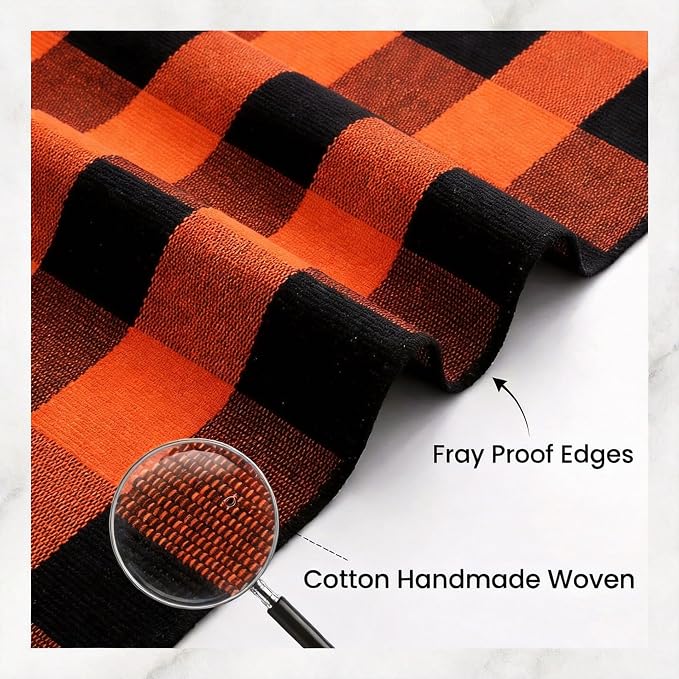 Halloween Orange and Black Buffalo Plaid Rug, 3'x5' Indoor Outdoor Durable Rug, Spooky Accent Mat for Halloween Indoor Outdoor Decor, Living Room, Porch, Patio, Entryway