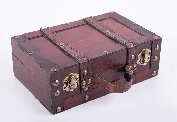 Vintiquewise(TM Old-Fashioned Small Suitcase/Decorative Box with Straps
