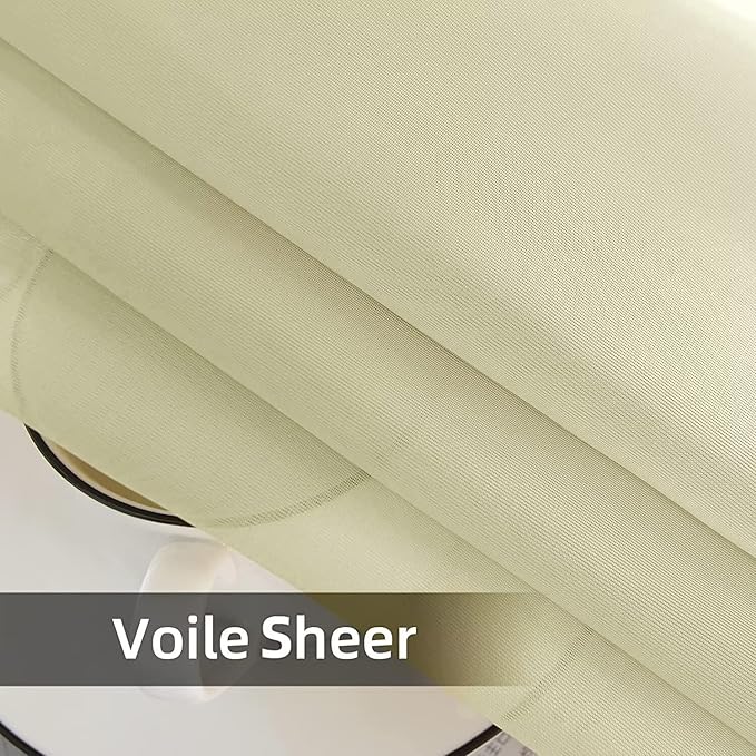 youleyar Solid Sheer Rod Pocket Curtain Voile Draperies 2 Panels White Beige Black Ivory Coffee 26 Inch Width 24 Inch Long 1 Pair for Kitchen Bedroom Children Living Room Yard(Sage Green,26W x 24L)